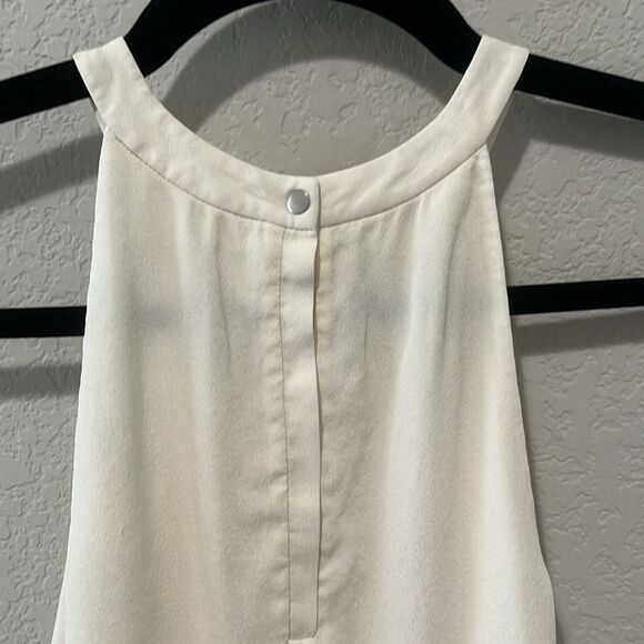 A.L.C White 100% Silk Cream Halter Mini Dress with Double Ruffle Layers, Size 8 - Picture 8 of 10